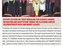 EXPERT LECTURE ON "CROP MODELING FOR CLIMATE CHANGE MITIGATION AND ADAPTATION" UNDER THE PLATINUM JUBILEE CELEBRATION OF BACA